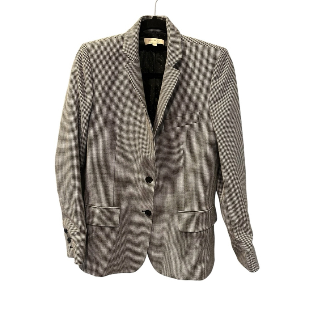 Paul & Joe Wool Houndstooth Size 36 Women's Blazer Suit Lined Business Black